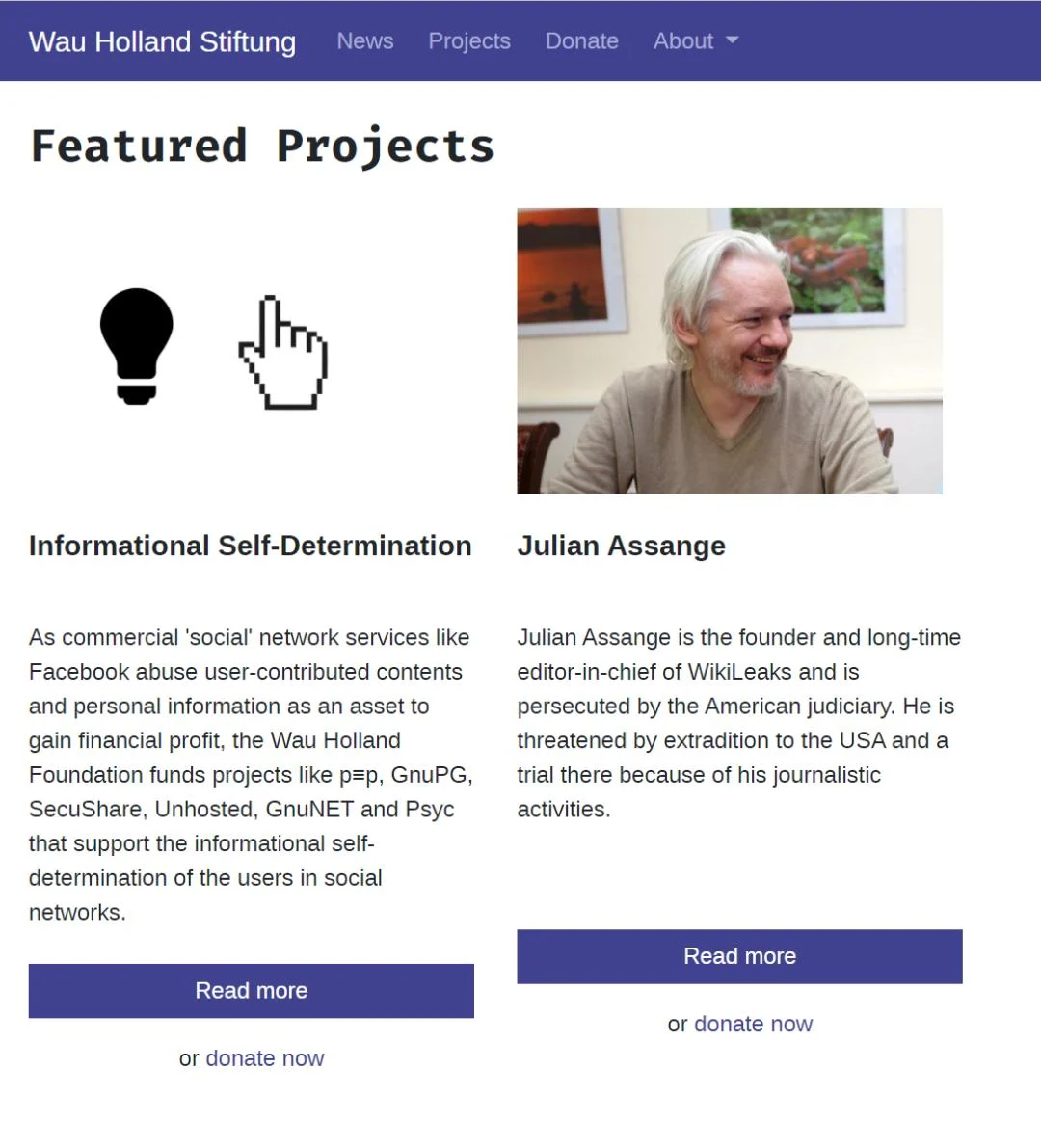 （Wau Holland Foundation 官網上醒目 …